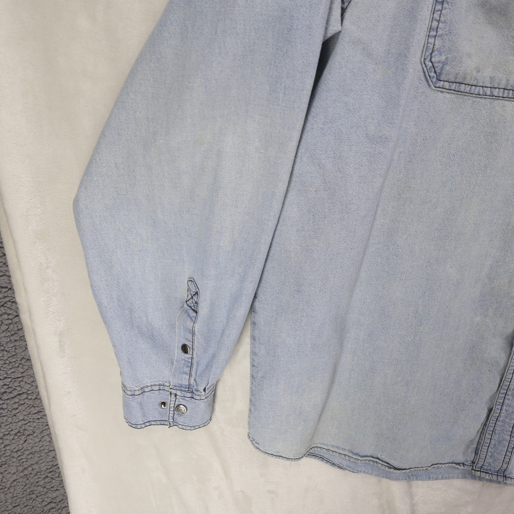 Harley Davidson XXL Light Wash Denim Button Shirt '03 C8036 HMGL Thrashed *READ - Picture 5 of 15